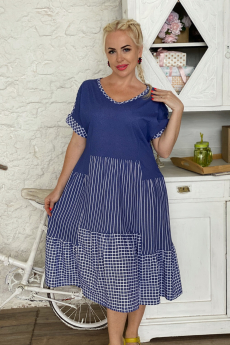 Синее легкое домашнее платье Натали со скидкой