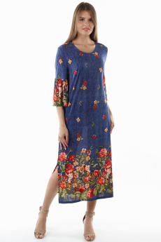Длинное синее платье с цветами Bast со скидкой