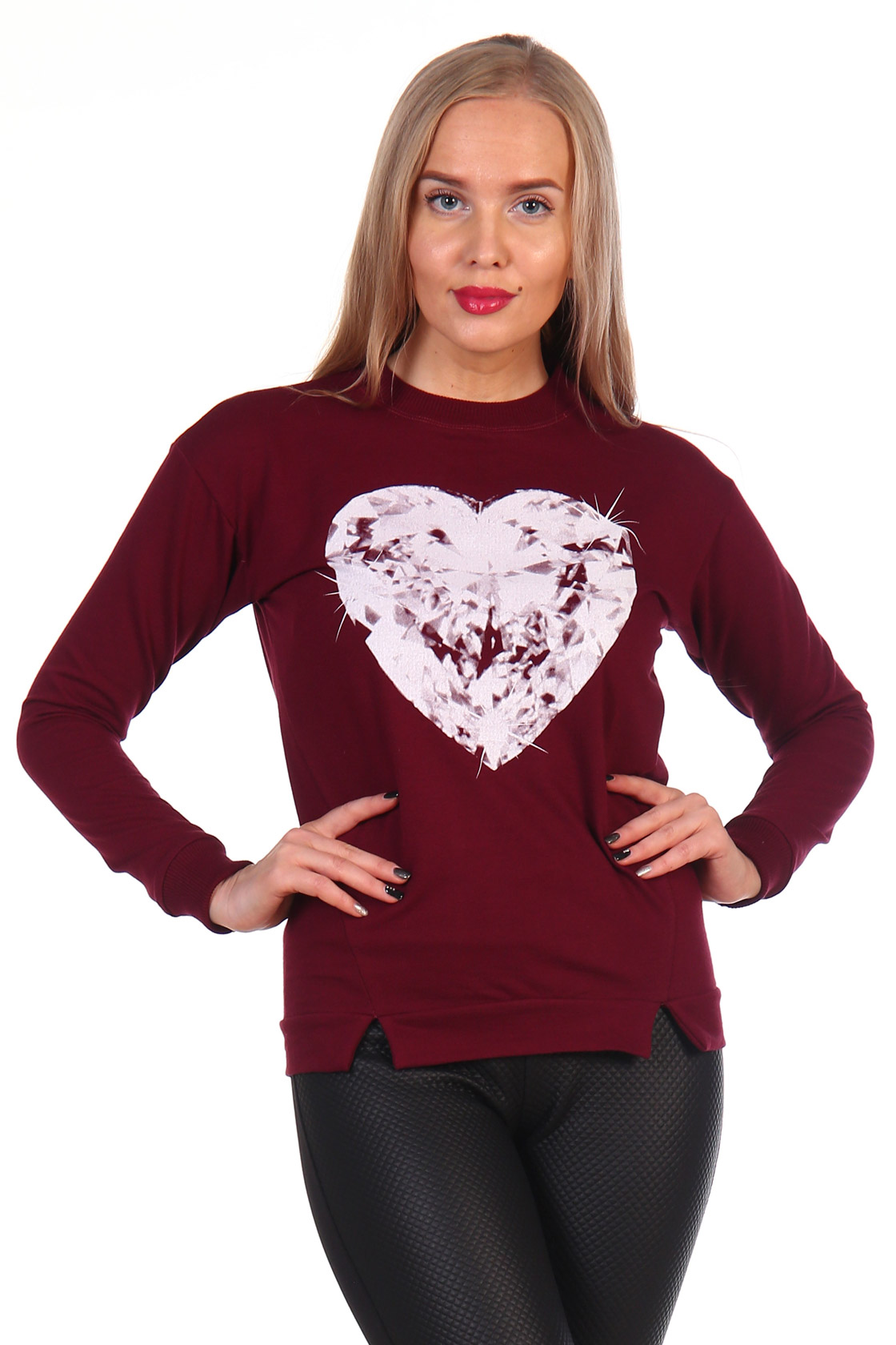 Фото товара 14948, бордовый свитшот с сердцем